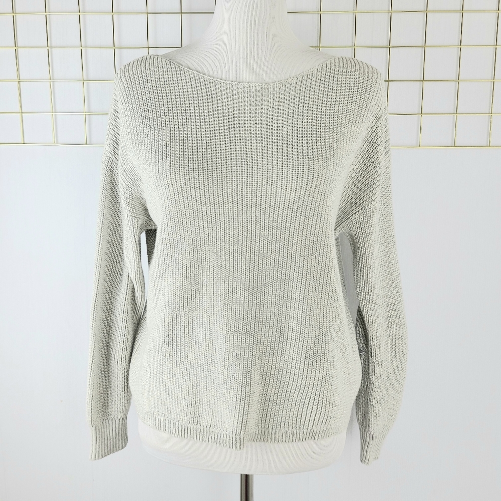 J. Society Metallic Gray Metallic Silver Star Celestial Sweater